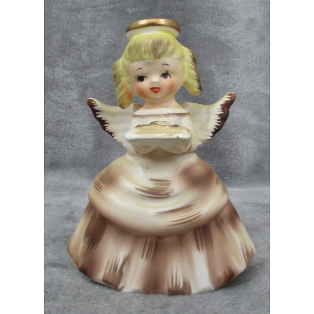 Inarco Japan Figurine Angel Ring Bearer Hand Painted Porcelain E-1187 4" Tall